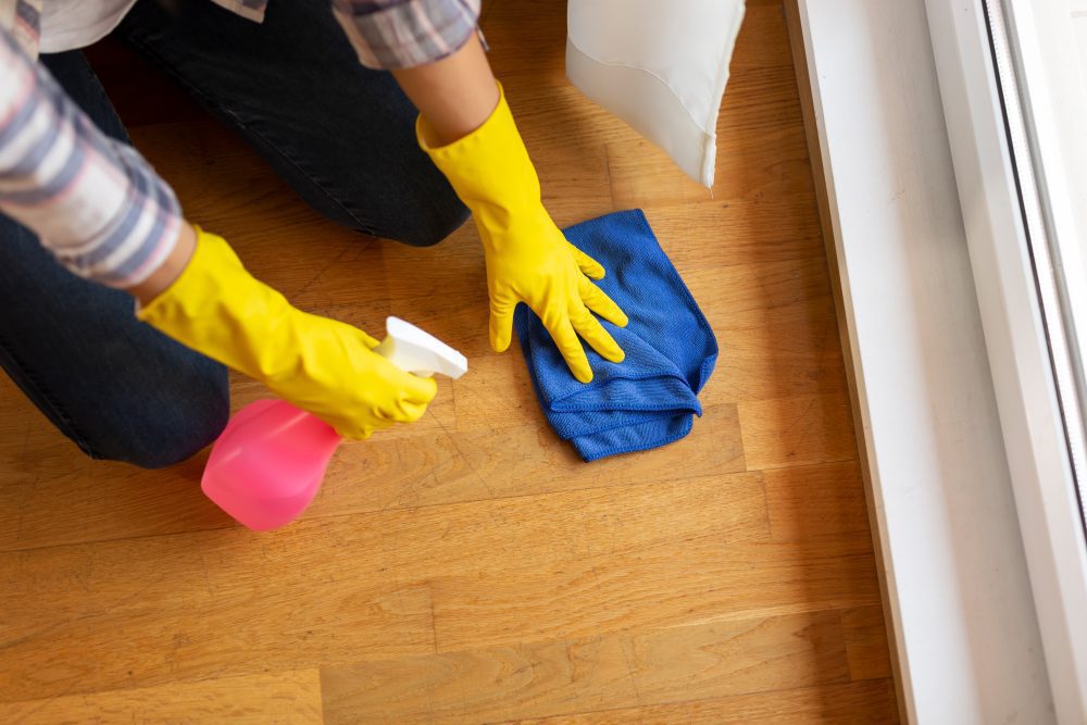 Woman cleaning a floor